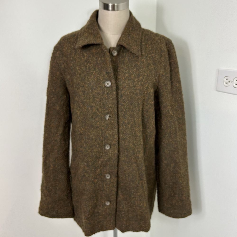 Vintage Country Shop Wool Blend Button Blazer‎ Jacket Pockets Collar Brown 12